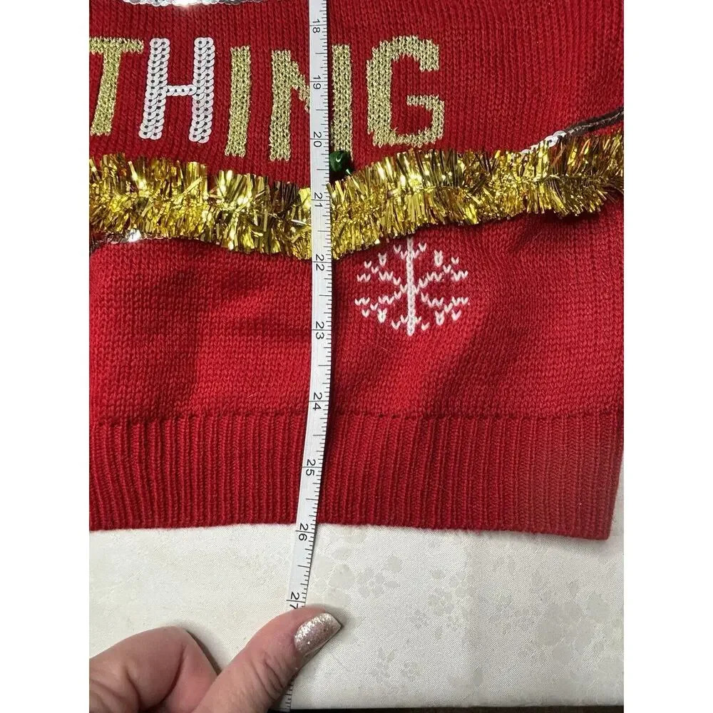 Junior Womens Red Merry Everything Christmas Holiday Sweater Top Shirt See Pics - Picture 5 of 10